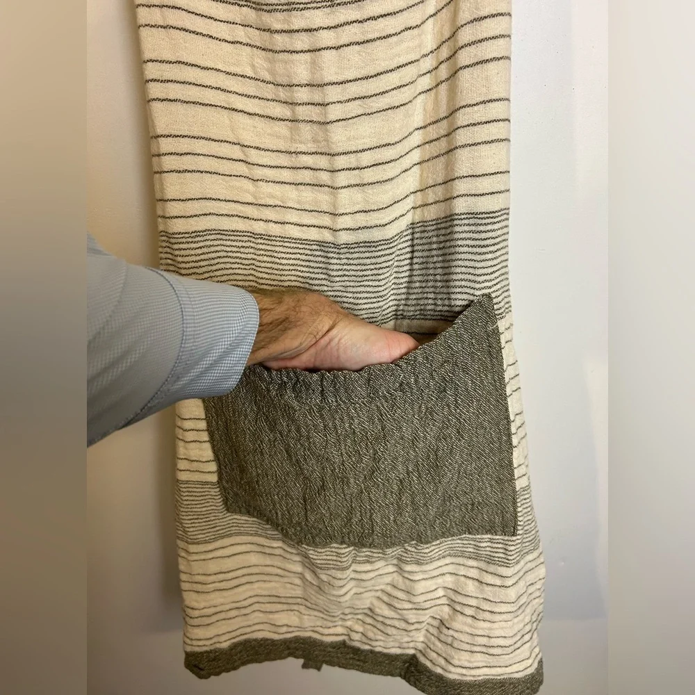 Striped‎ Halter Apron Pocket 100% Cotton Linen Blend Minimalist Backyard grill